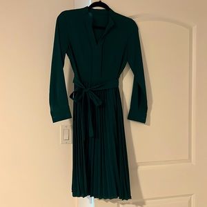 Emerald green pleated dress